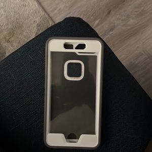 Shockproof grey Iphone 6s plus phone case with clear square slot on the back